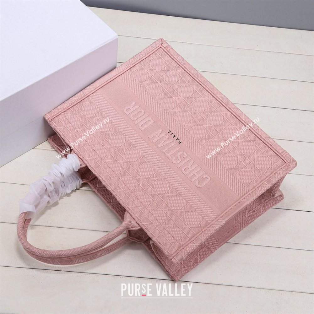 Dior Small Book Tote Bag in Pink Cannage Embroidery 2020 (XXG-20112630)