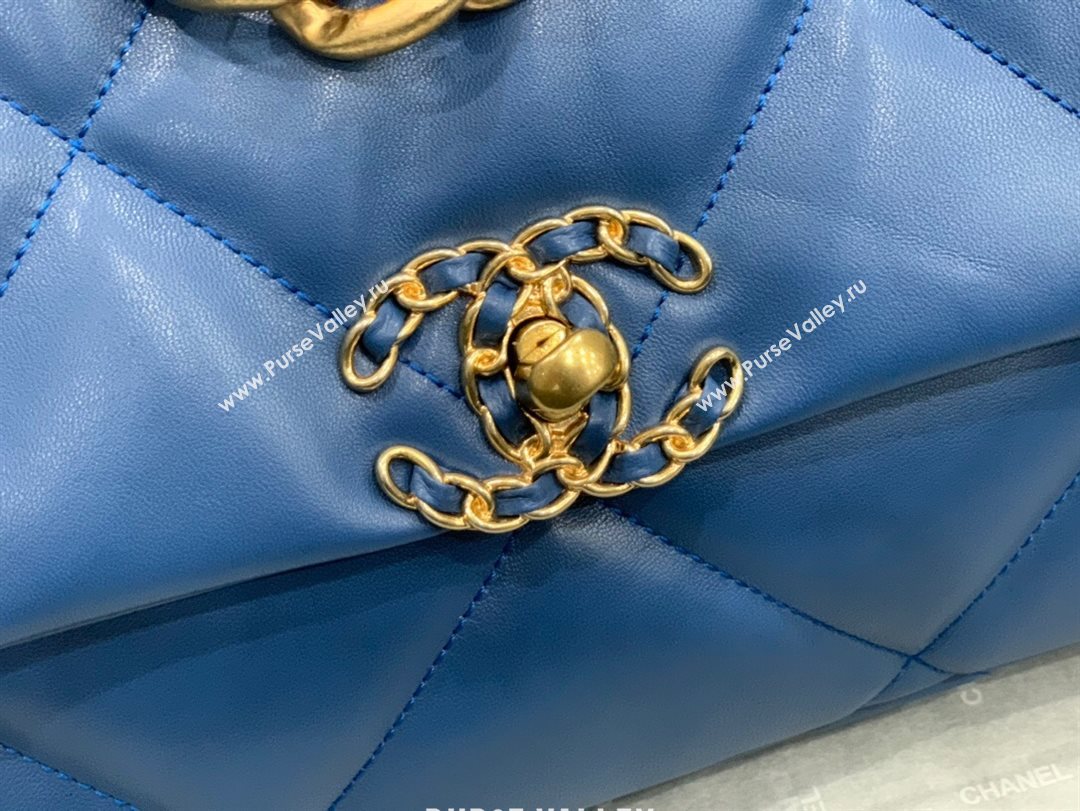 Chanel Quilted Lambskin Chanel 19 Large Flap Bag AS1161 Deep Blue 2020  (Q-20111777)
