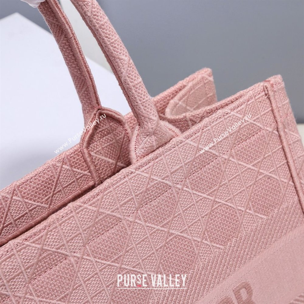 Dior Small Book Tote Bag in Pink Cannage Embroidery 2020 (XXG-20112630)