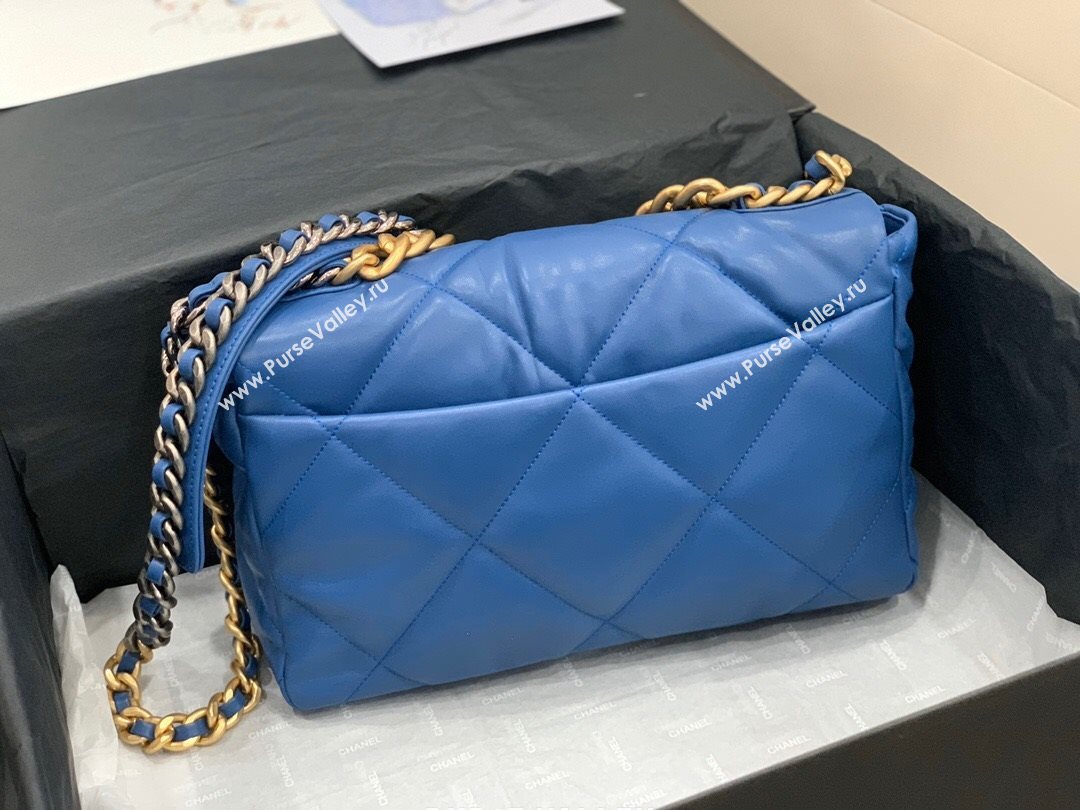 Chanel Quilted Lambskin Chanel 19 Large Flap Bag AS1161 Deep Blue 2020  (Q-20111777)