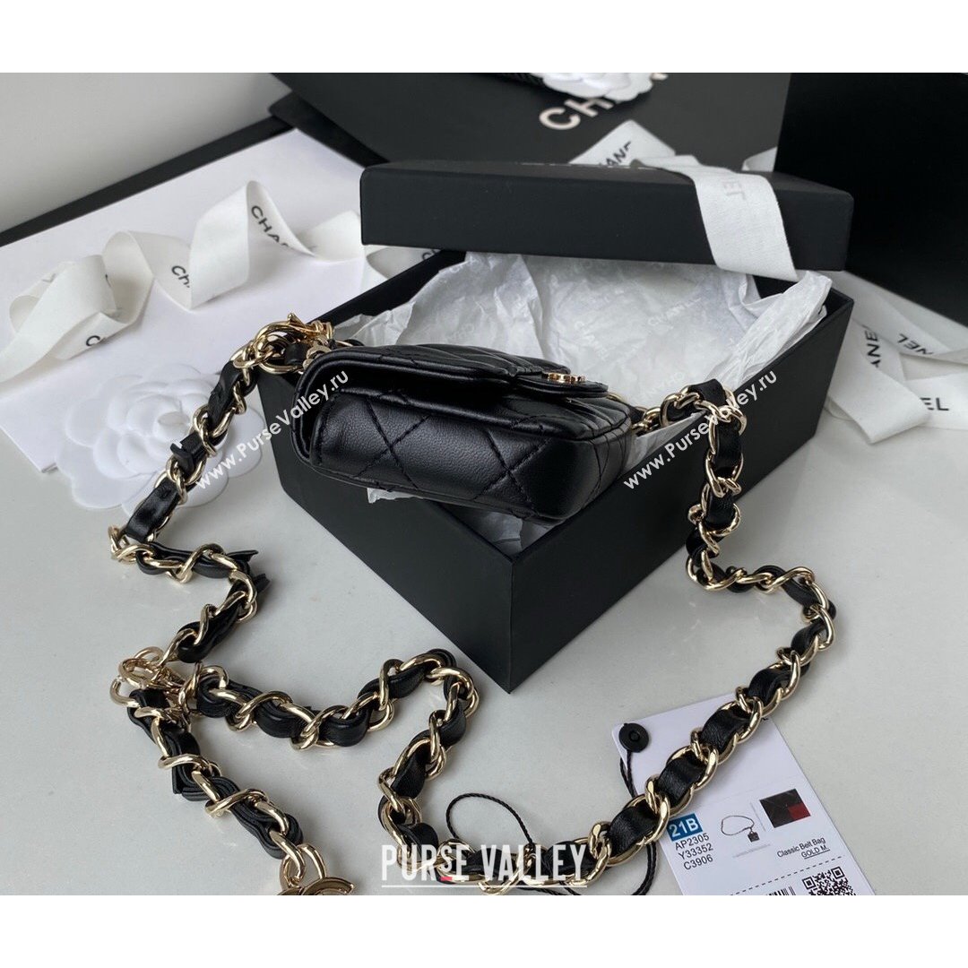 Chanel Lambskin Mini Belt Bag AP2305 Black 2021 (SSZ-21082815)