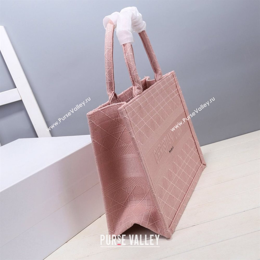 Dior Small Book Tote Bag in Pink Cannage Embroidery 2020 (XXG-20112630)