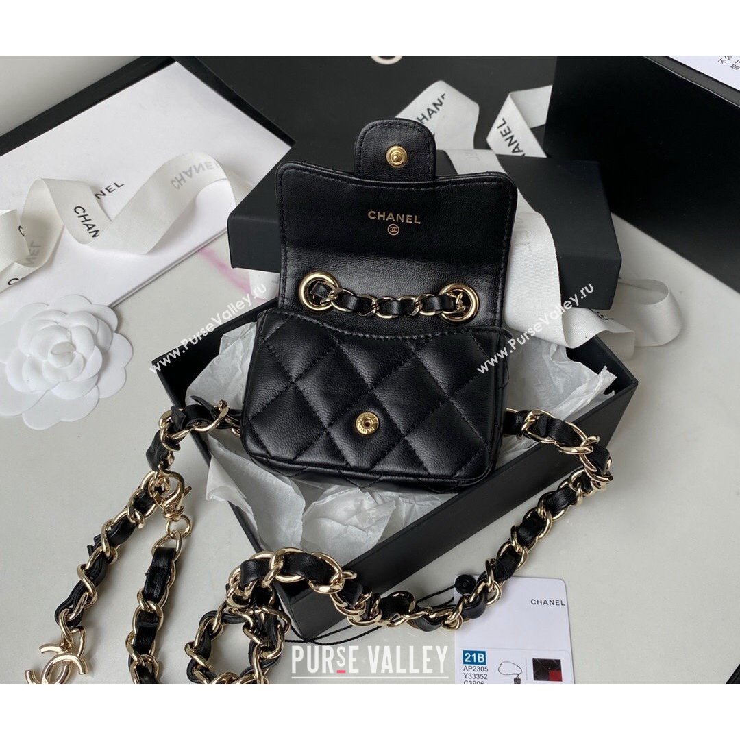 Chanel Lambskin Mini Belt Bag AP2305 Black 2021 (SSZ-21082815)