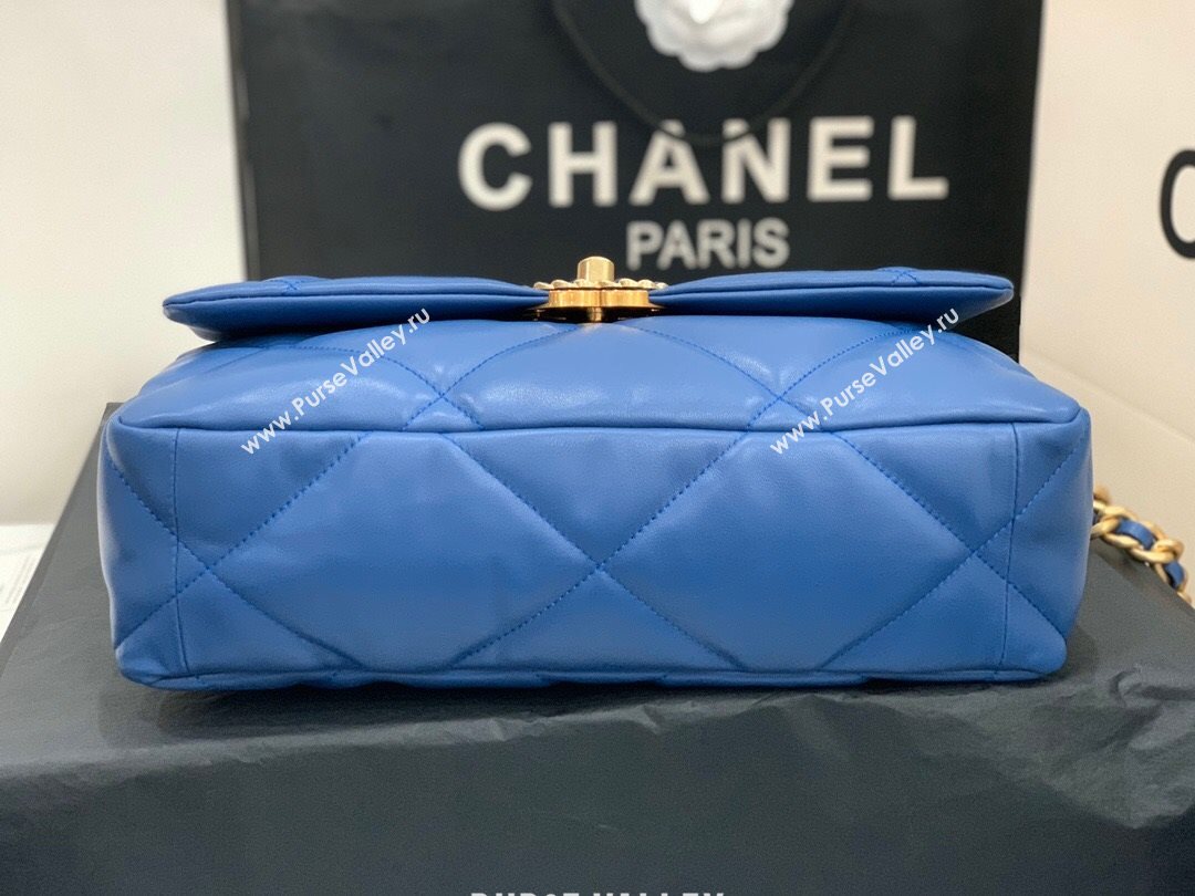 Chanel Quilted Lambskin Chanel 19 Large Flap Bag AS1161 Deep Blue 2020  (Q-20111777)