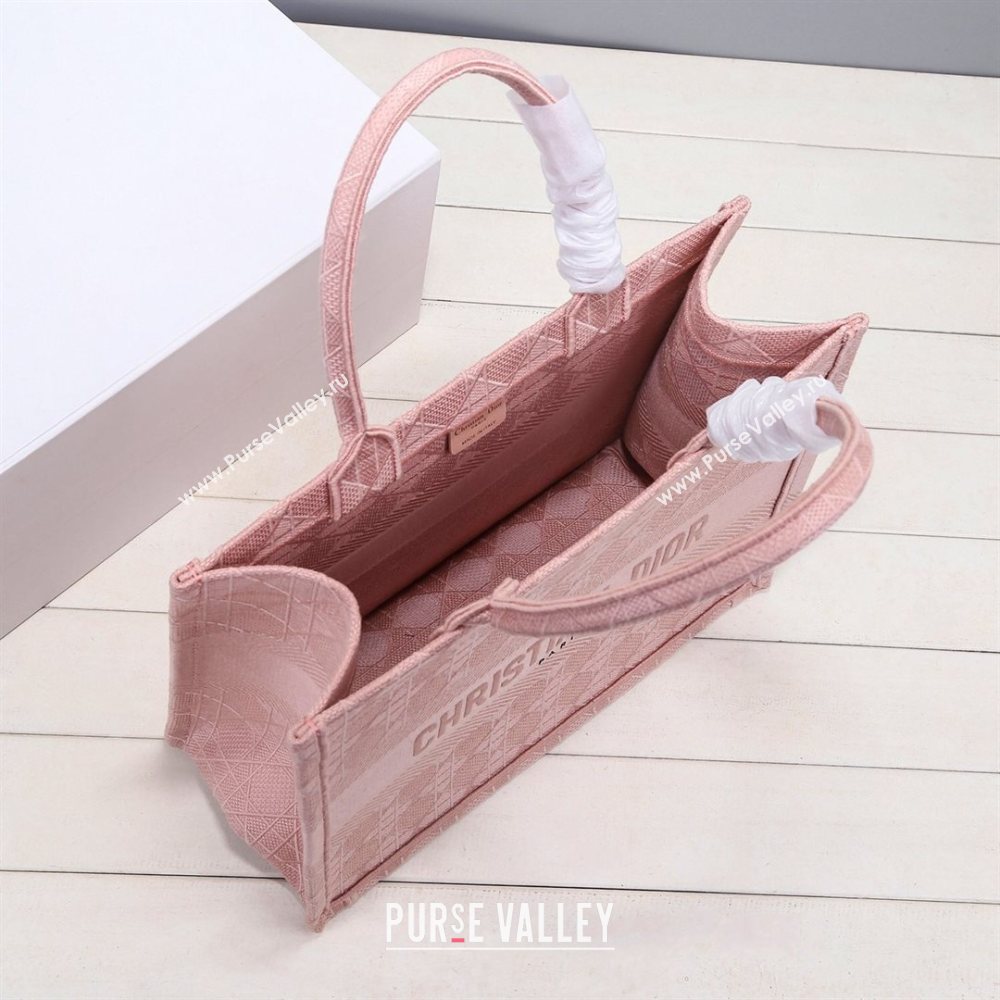 Dior Small Book Tote Bag in Pink Cannage Embroidery 2020 (XXG-20112630)