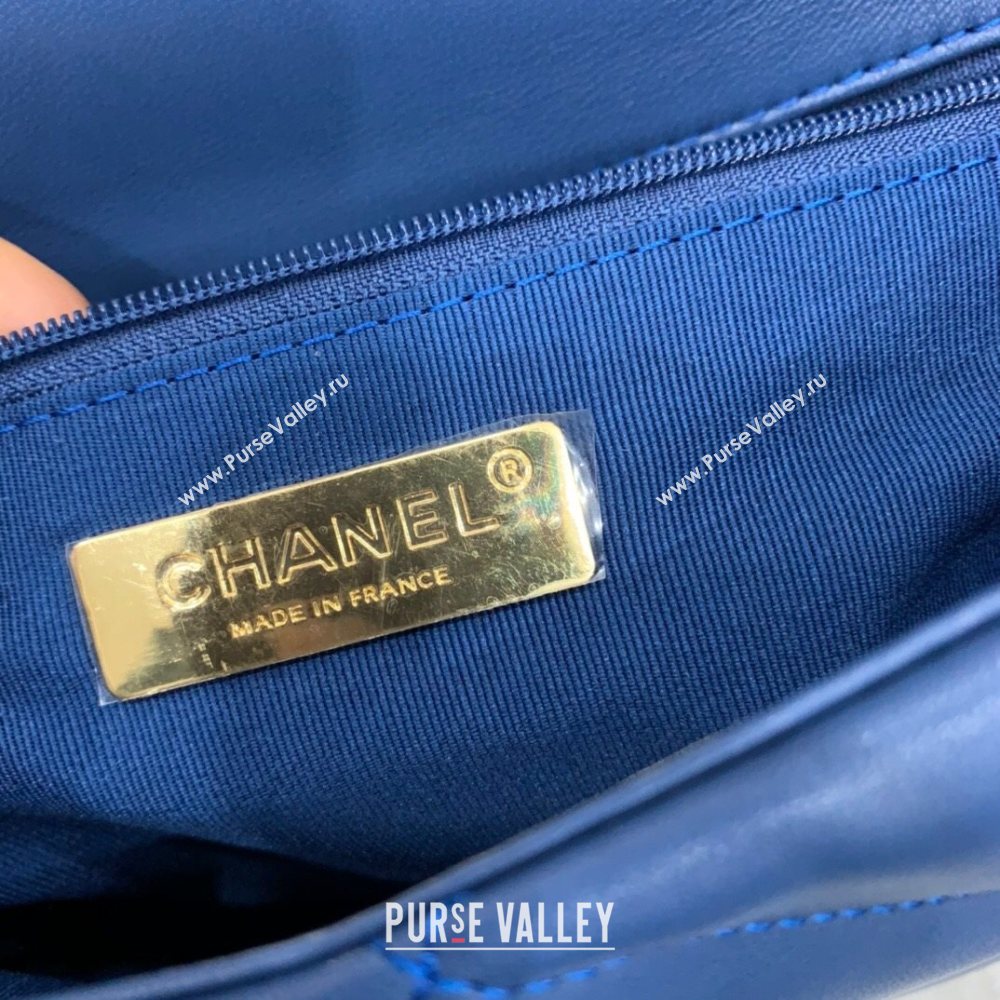 Chanel Quilted Lambskin Chanel 19 Large Flap Bag AS1161 Deep Blue 2020  (Q-20111777)