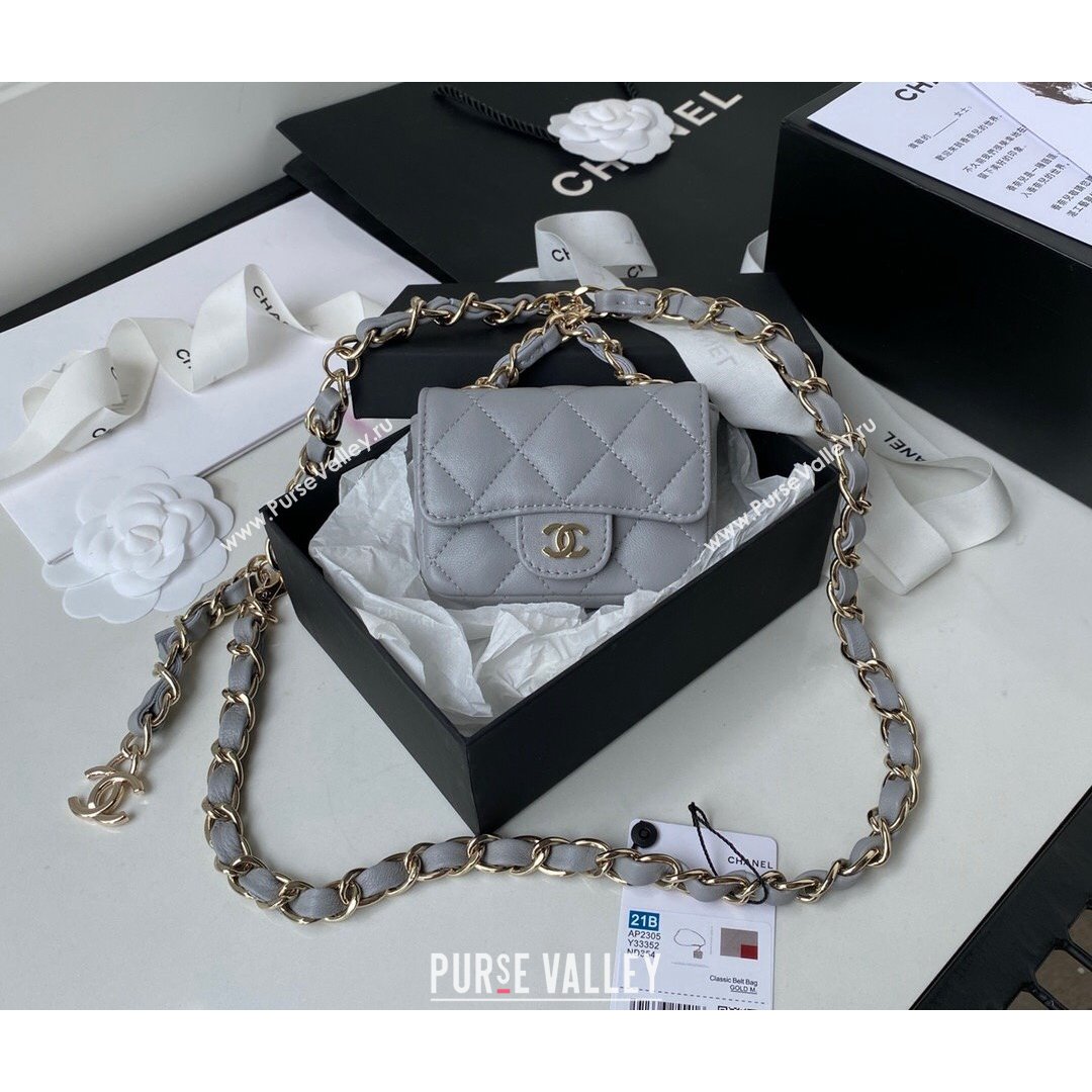 Chanel Lambskin Mini Belt Bag AP2305 Gray 2021 (SSZ-21082816)