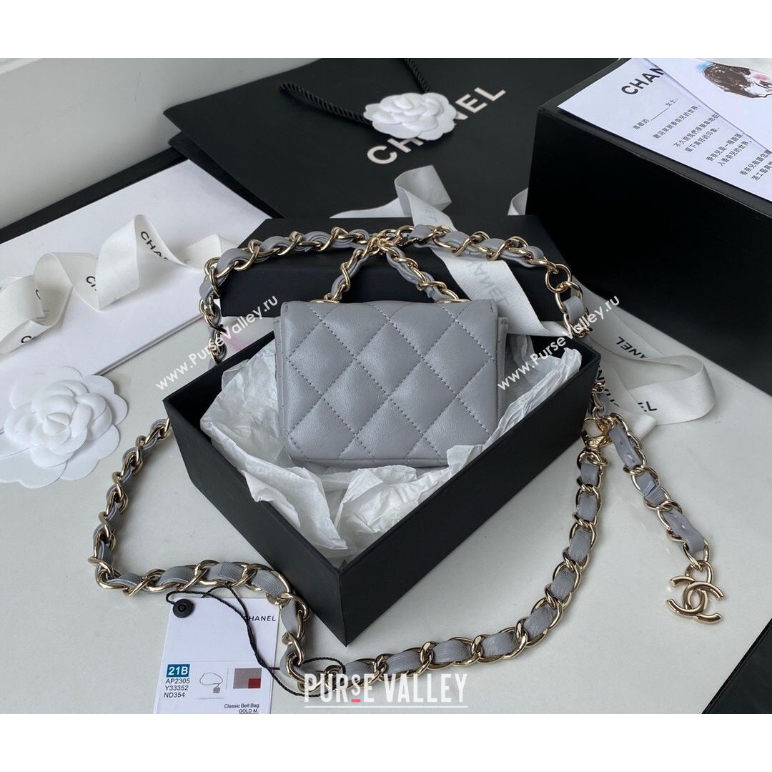 Chanel Lambskin Mini Belt Bag AP2305 Gray 2021 (SSZ-21082816)