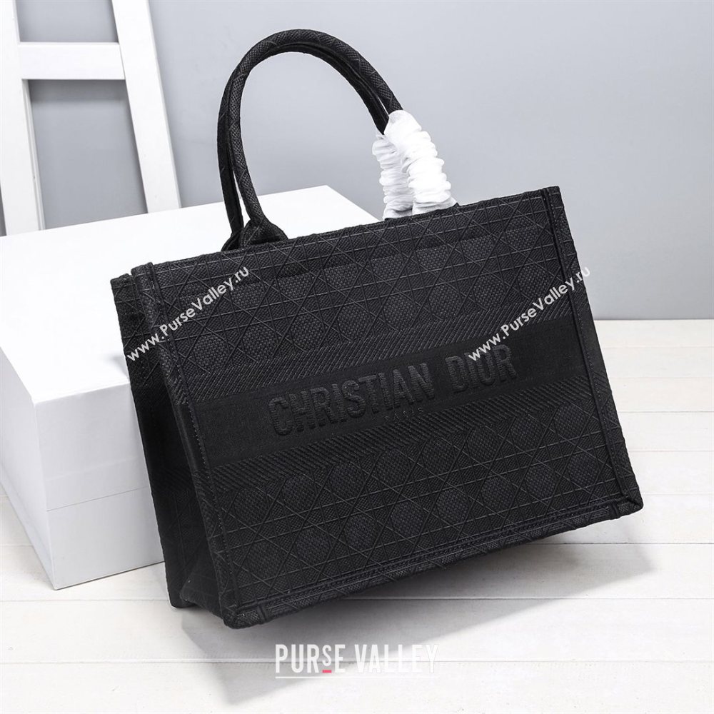 Dior Small Book Tote Bag in Black Cannage Embroidery 2020 (XXG-20112631)