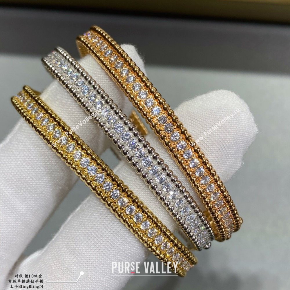 Van Cleef Arpels Perlee Crystal Bracelet, 1 row V12637 Yellow Gold 2024 (YF-24012637)