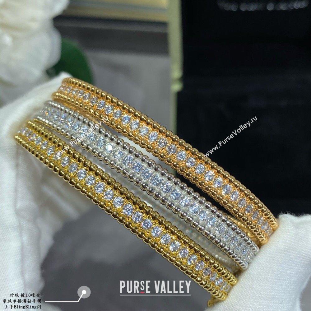 Van Cleef Arpels Perlee Crystal Bracelet, 1 row V12635 Silver 2024 (YF-24012635)