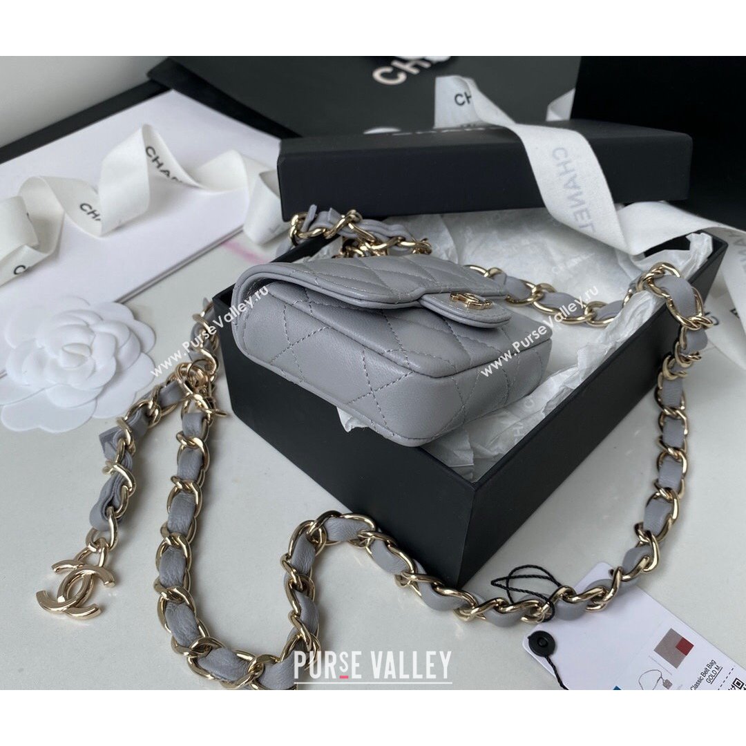 Chanel Lambskin Mini Belt Bag AP2305 Gray 2021 (SSZ-21082816)