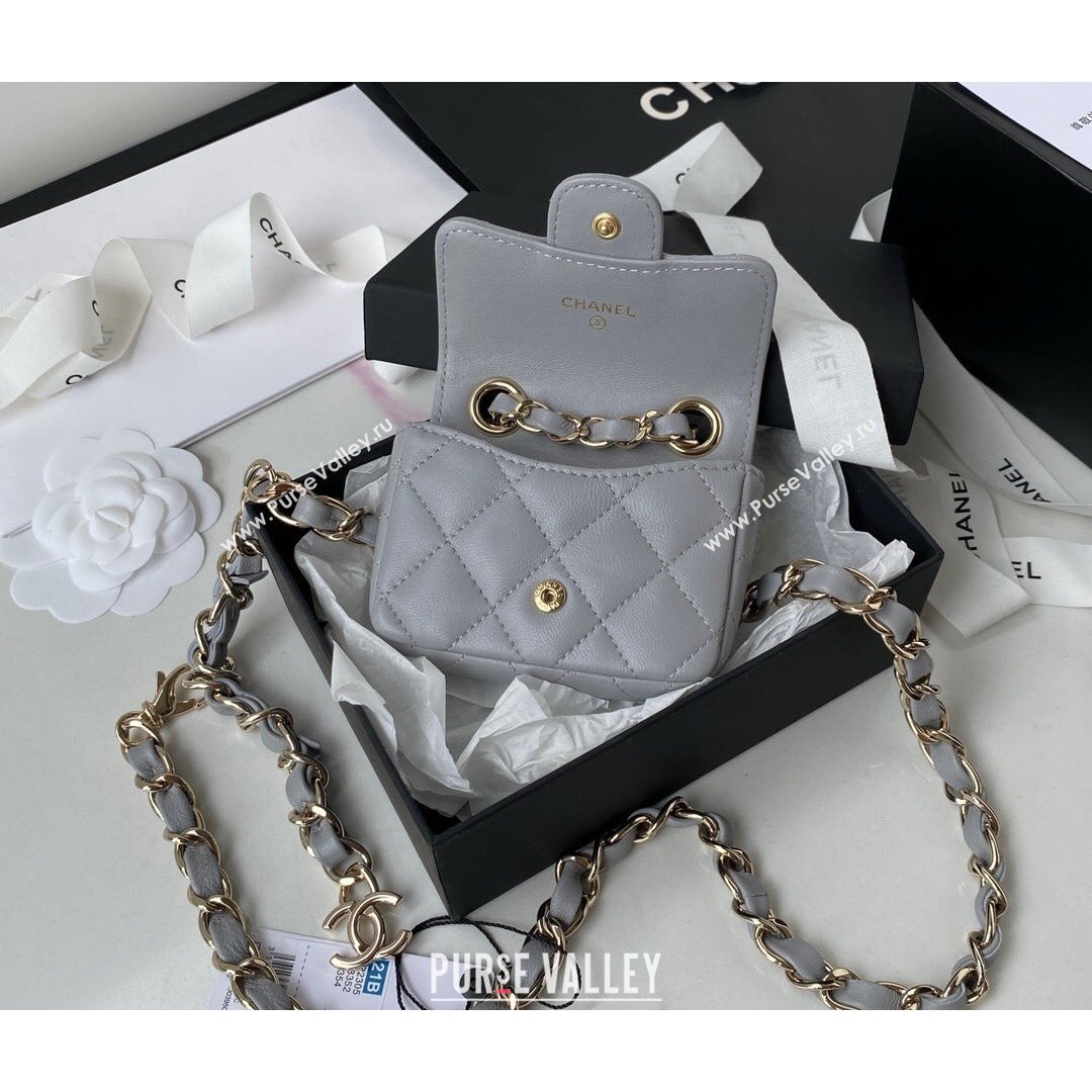 Chanel Lambskin Mini Belt Bag AP2305 Gray 2021 (SSZ-21082816)