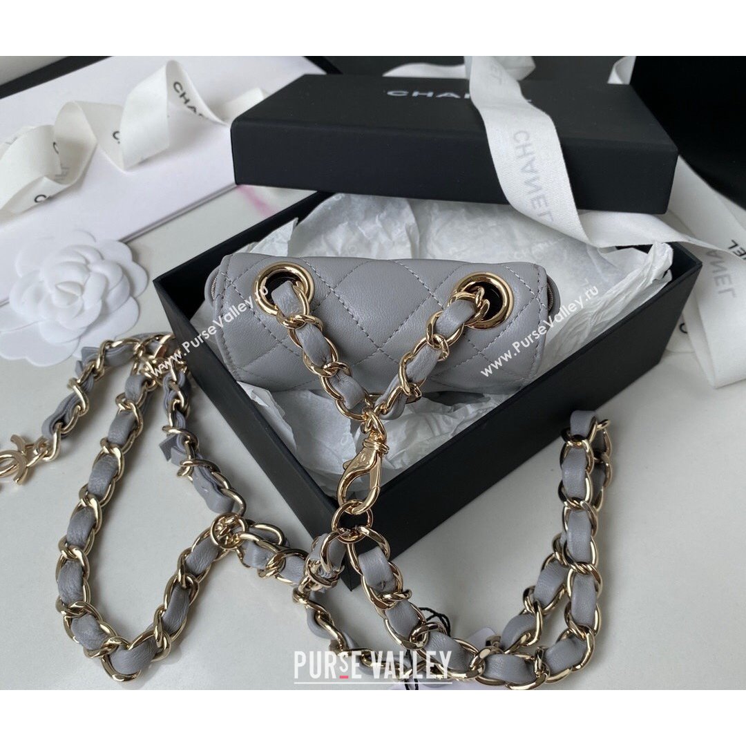 Chanel Lambskin Mini Belt Bag AP2305 Gray 2021 (SSZ-21082816)