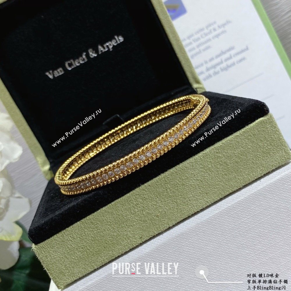 Van Cleef Arpels Perlee Crystal Bracelet, 1 row V12637 Yellow Gold 2024 (YF-24012637)