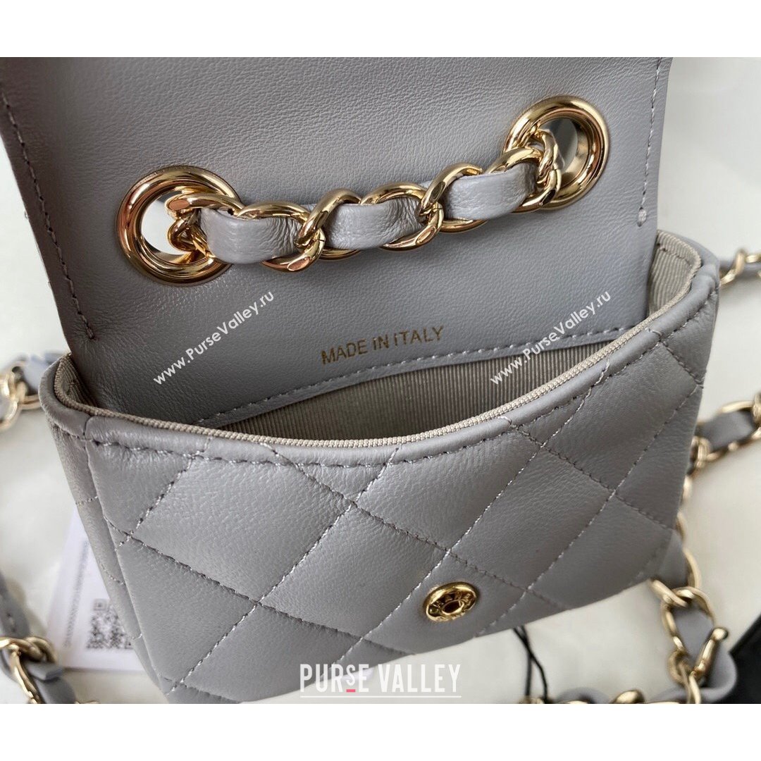 Chanel Lambskin Mini Belt Bag AP2305 Gray 2021 (SSZ-21082816)