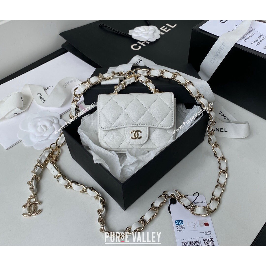 Chanel Lambskin Mini Belt Bag AP2305 White 2021 (SSZ-21082817)