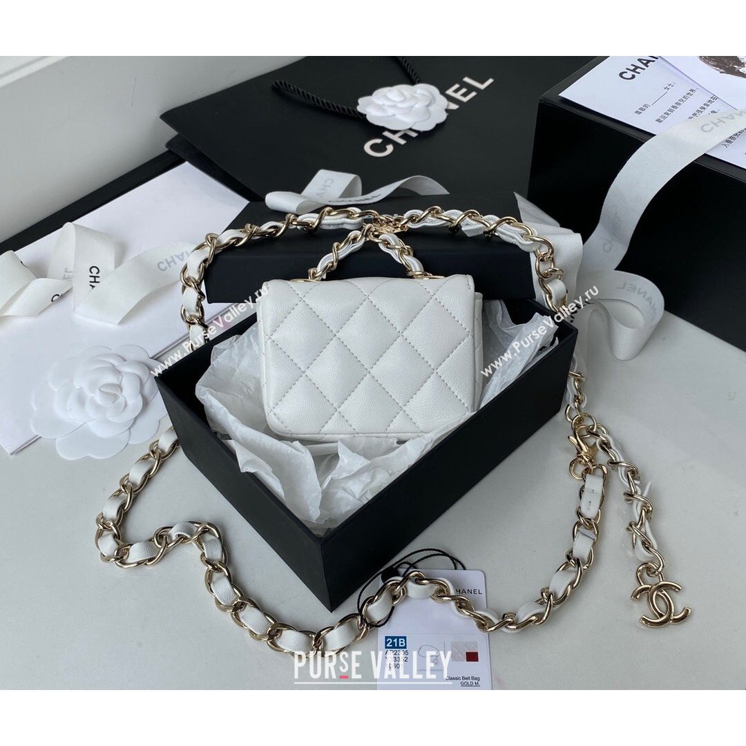 Chanel Lambskin Mini Belt Bag AP2305 White 2021 (SSZ-21082817)
