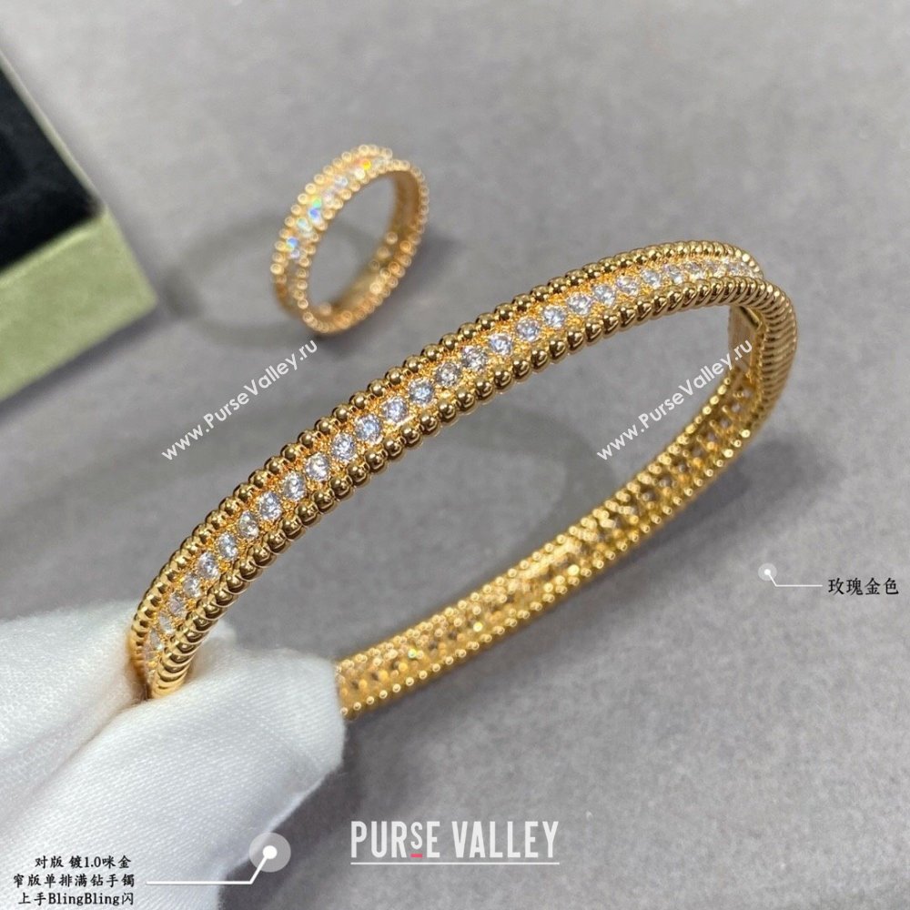 Van Cleef Arpels Perlee Crystal Bracelet, 1 row V12637 Yellow Gold 2024 (YF-24012637)