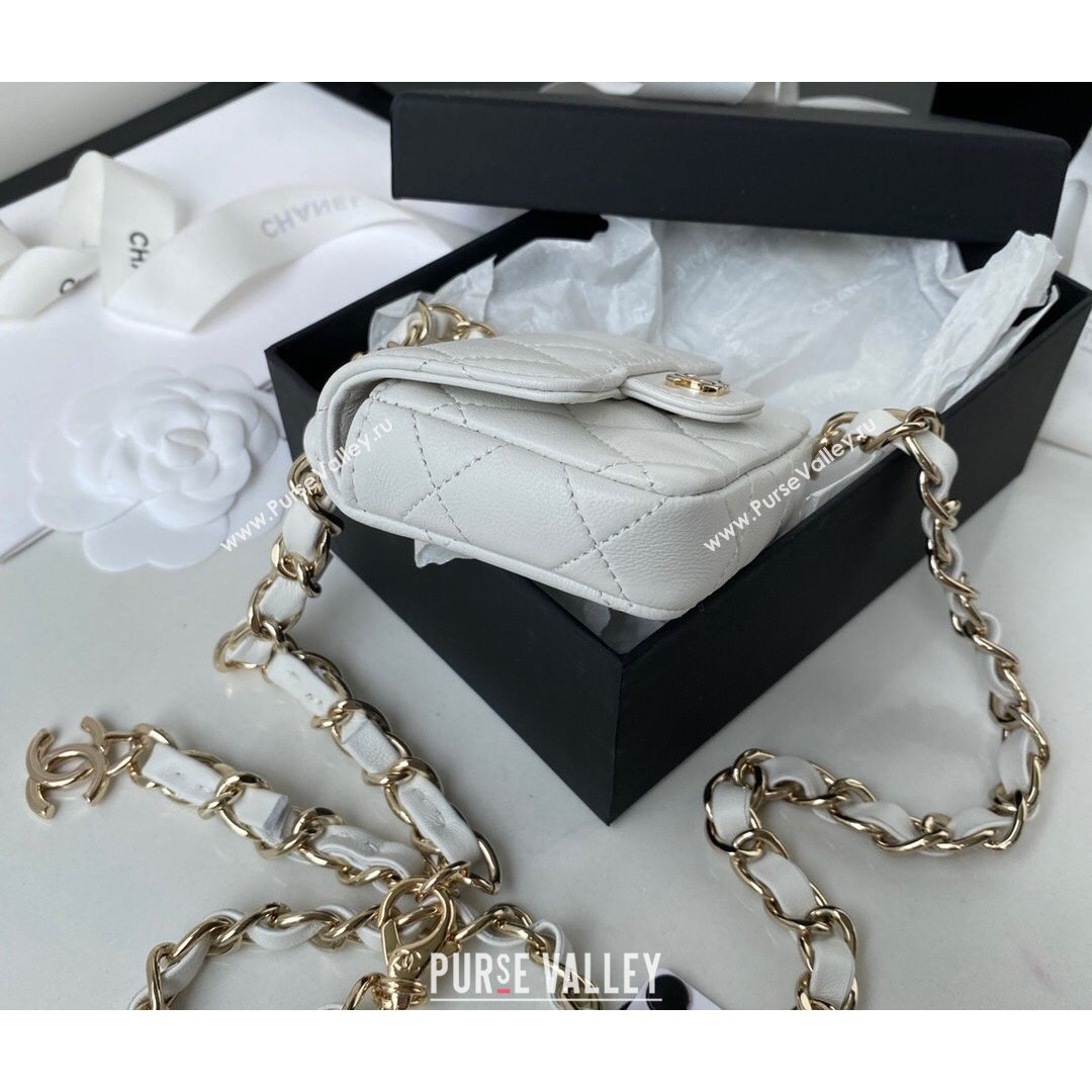 Chanel Lambskin Mini Belt Bag AP2305 White 2021 (SSZ-21082817)