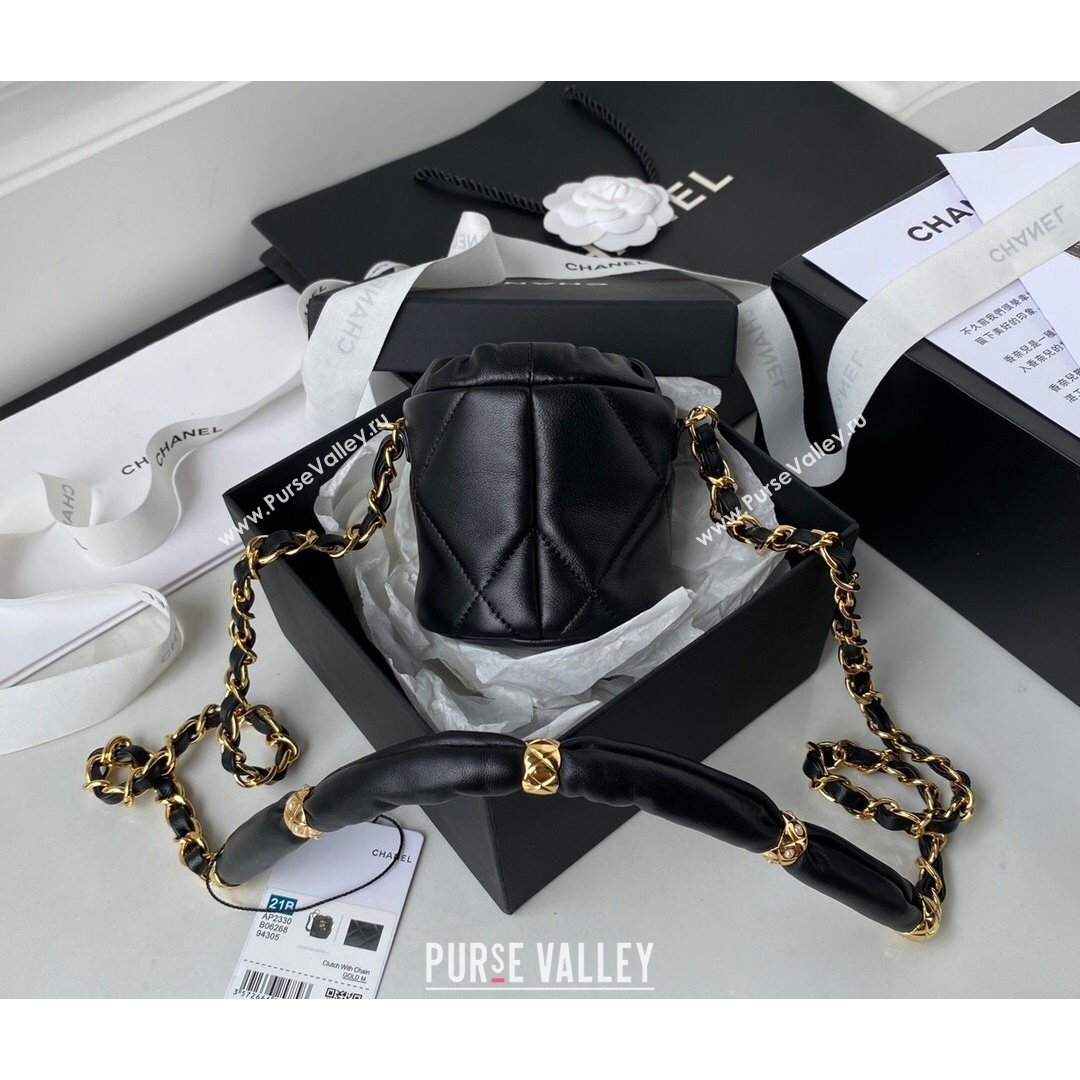 Chanel Lambskin Bucket Clutch with Chain and Rings AP2330 Black 2021 (SSZ-21082818)