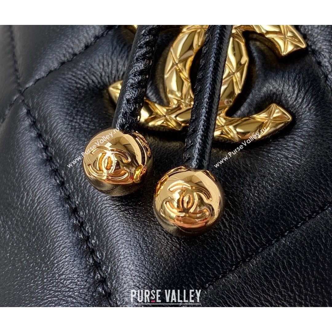 Chanel Lambskin Bucket Clutch with Chain and Rings AP2330 Black 2021 (SSZ-21082818)