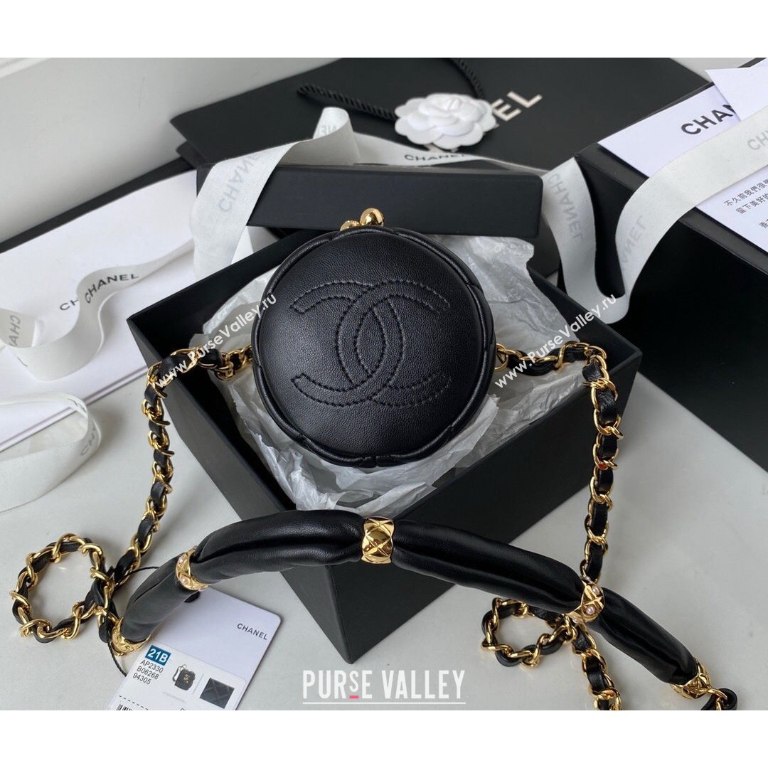 Chanel Lambskin Bucket Clutch with Chain and Rings AP2330 Black 2021 (SSZ-21082818)