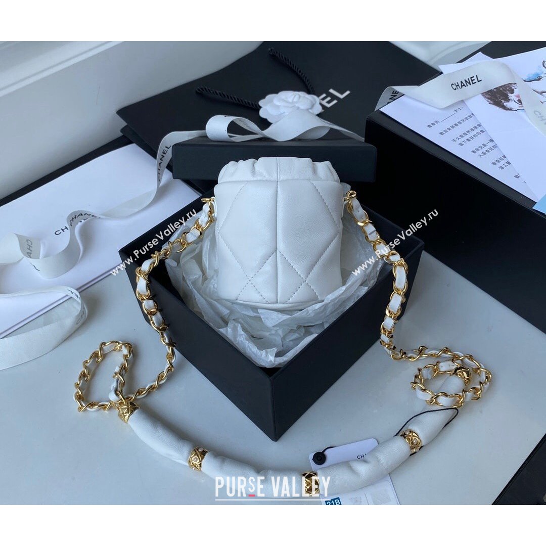 Chanel Lambskin Bucket Clutch with Chain and Rings AP2330 White 2021 (SSZ-21082820)