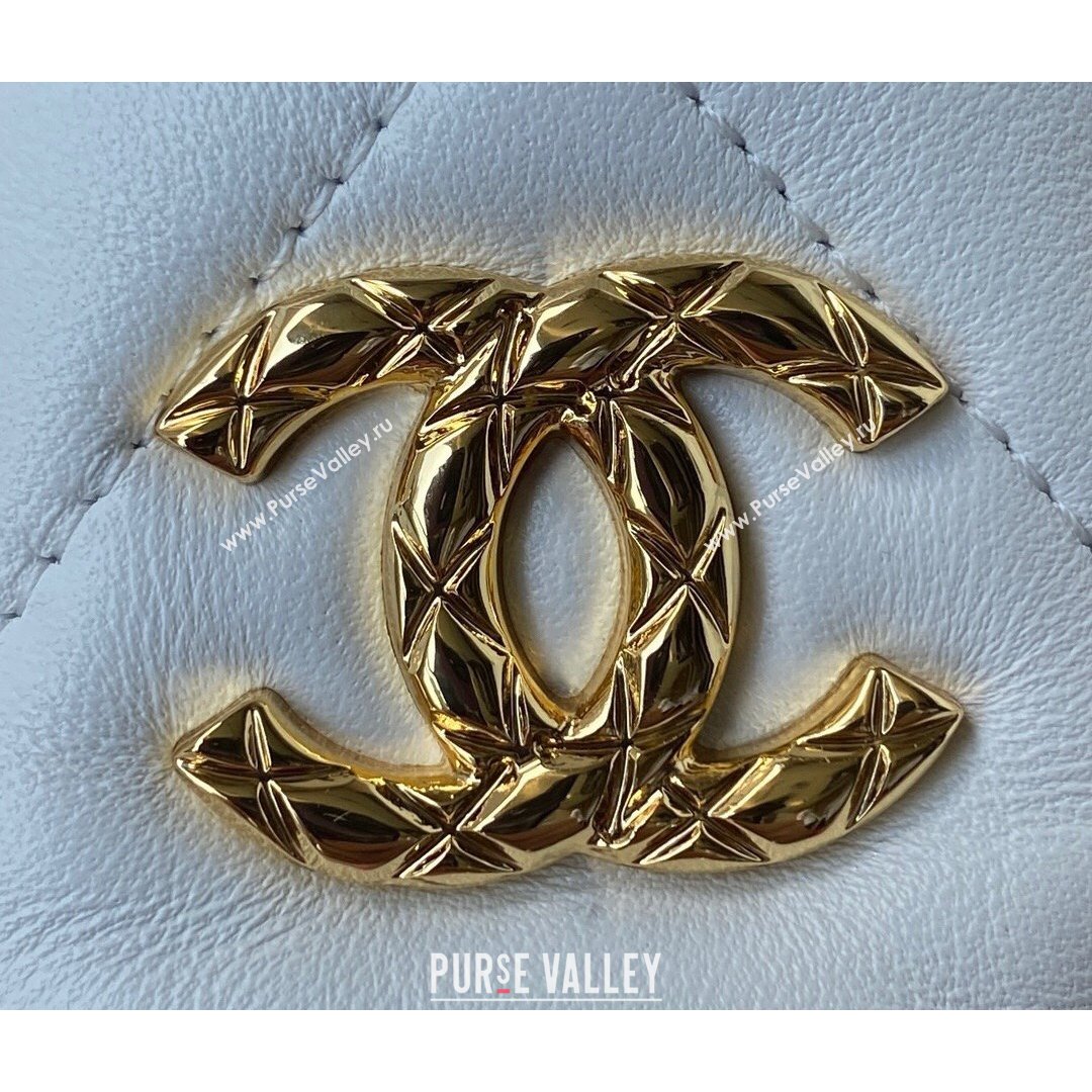 Chanel Lambskin Bucket Clutch with Chain and Rings AP2330 White 2021 (SSZ-21082820)