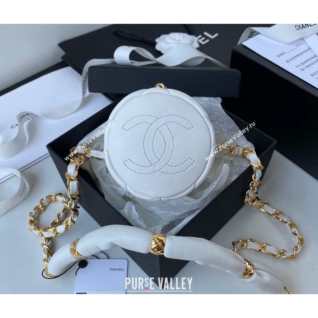 Chanel Lambskin Bucket Clutch with Chain and Rings AP2330 White 2021 (SSZ-21082820)