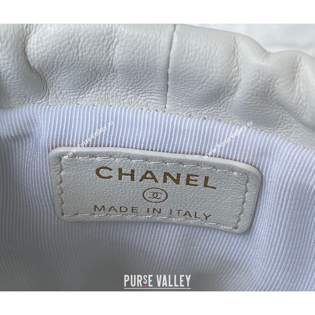 Chanel Lambskin Bucket Clutch with Chain and Rings AP2330 White 2021 (SSZ-21082820)