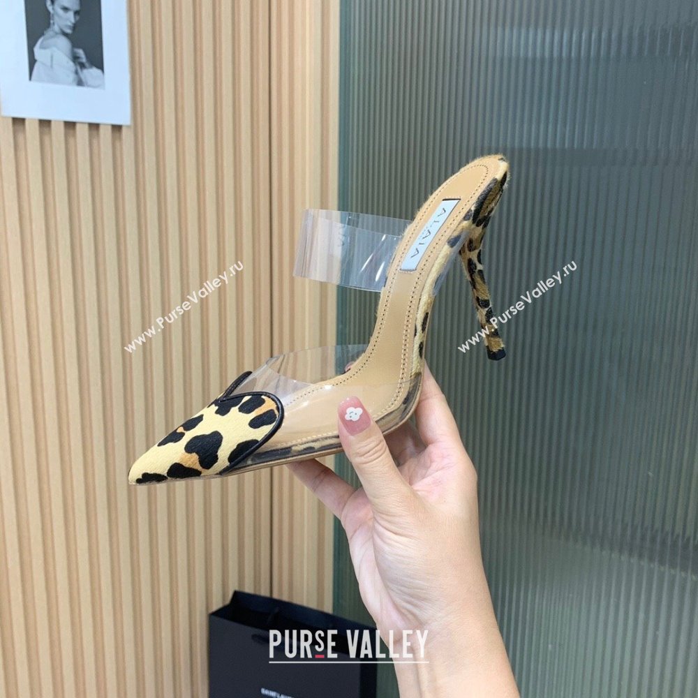 Alaia Heart Heel Mules 10.5cm in PVC and Horse Hair Brown 2023 (KE-23120723)