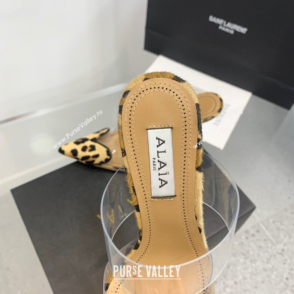 Alaia Heart Heel Mules 10.5cm in PVC and Horse Hair Brown 2023 (KE-23120723)