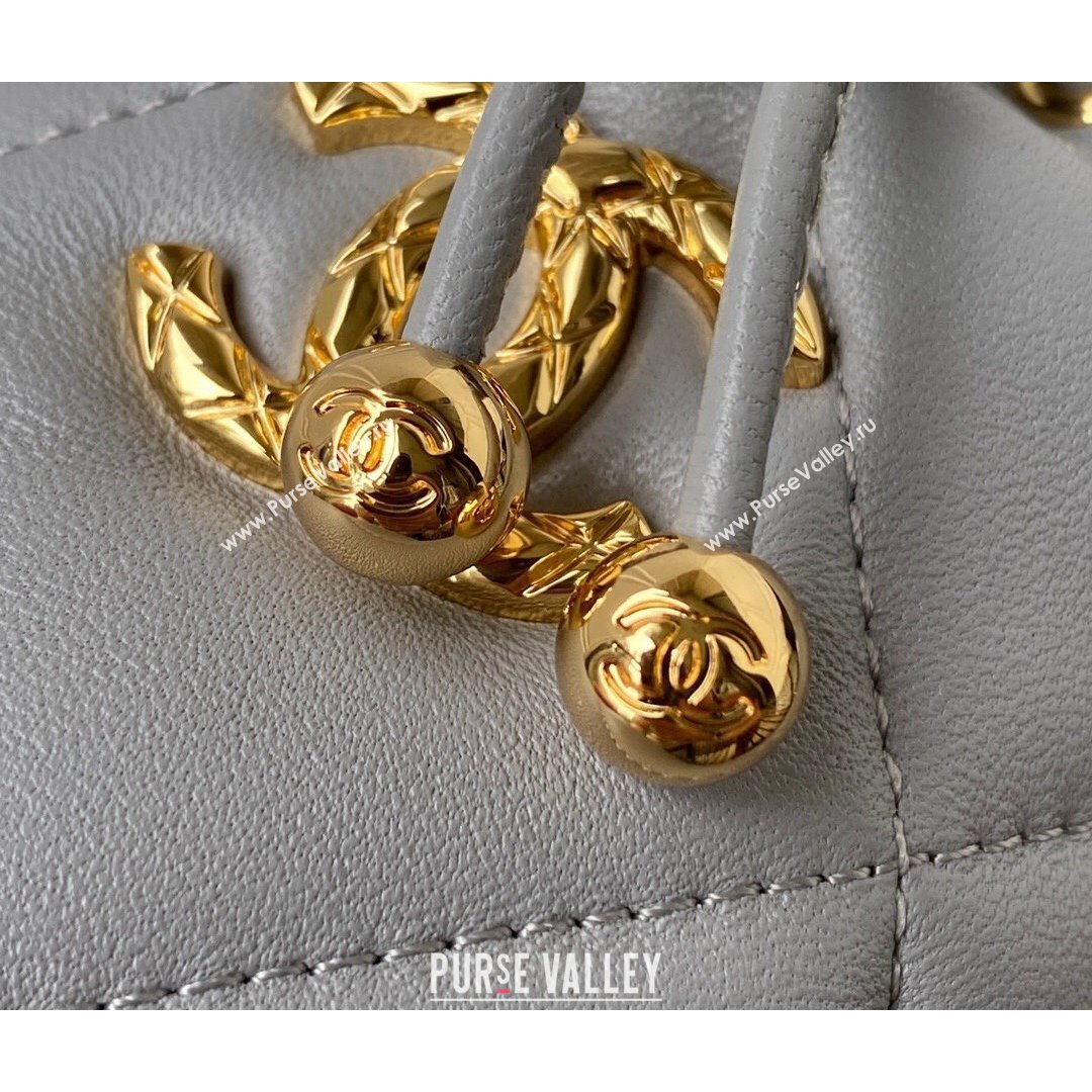 Chanel Lambskin Bucket Clutch with Chain and Rings AP2330 Gray 2021 (SSZ-21082821)