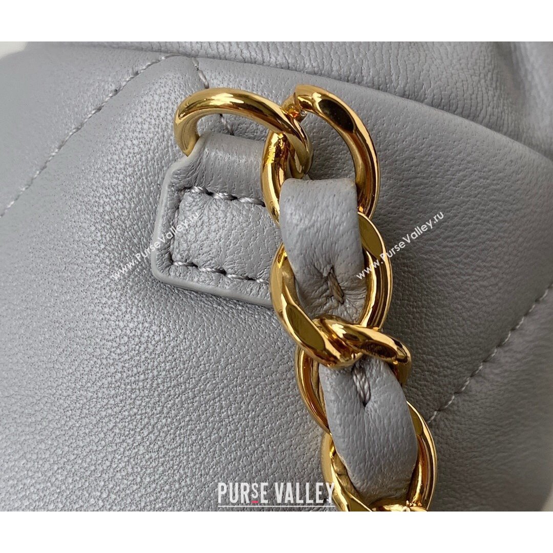 Chanel Lambskin Bucket Clutch with Chain and Rings AP2330 Gray 2021 (SSZ-21082821)