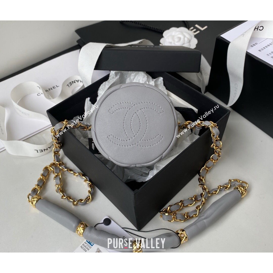 Chanel Lambskin Bucket Clutch with Chain and Rings AP2330 Gray 2021 (SSZ-21082821)