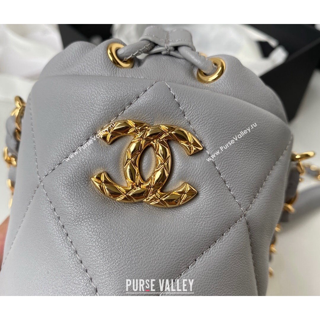Chanel Lambskin Bucket Clutch with Chain and Rings AP2330 Gray 2021 (SSZ-21082821)