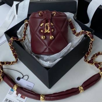 Chanel Lambskin Bucket Clutch with Chain and Rings AP2330 Burgundy 2021 (SSZ-21082819)