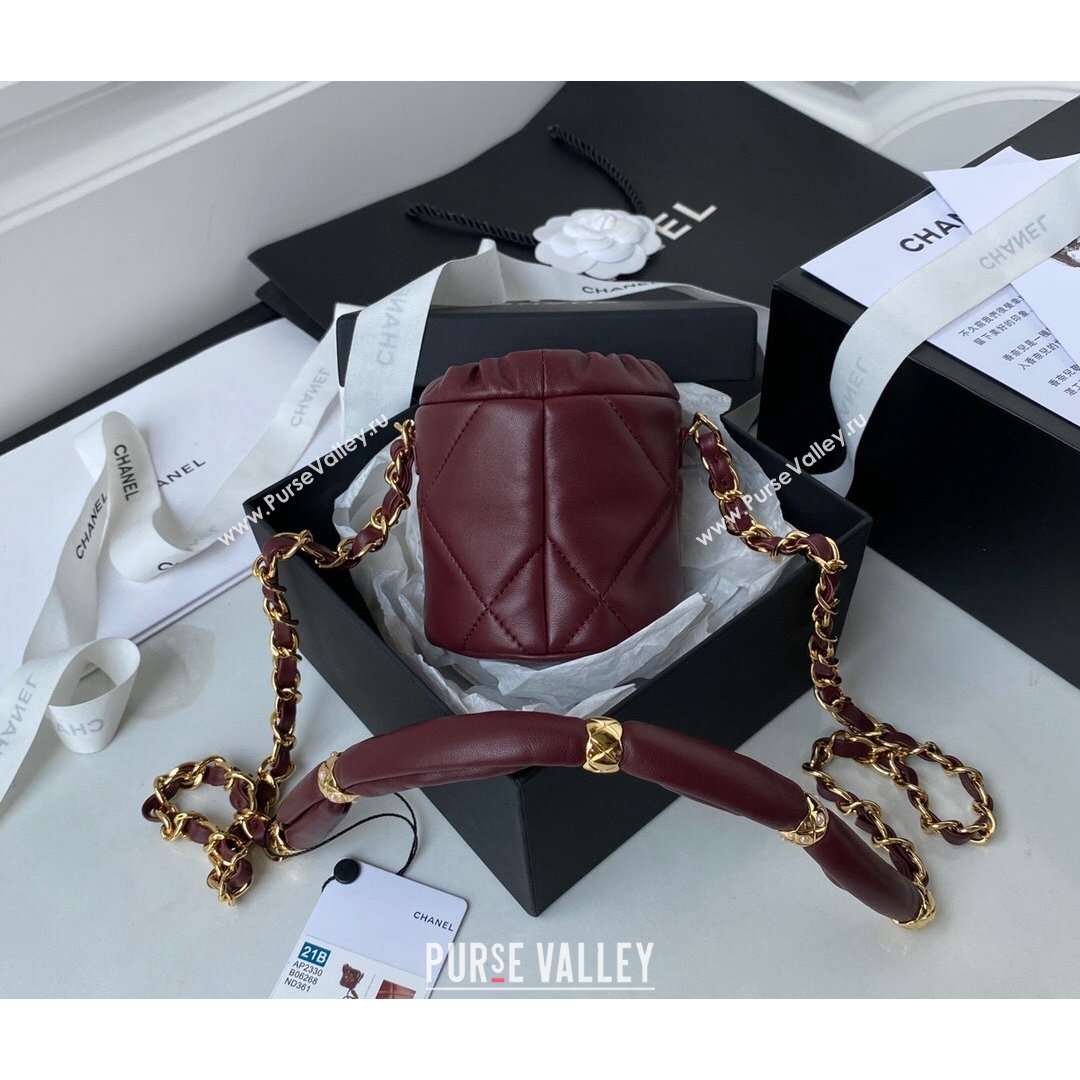Chanel Lambskin Bucket Clutch with Chain and Rings AP2330 Burgundy 2021 (SSZ-21082819)