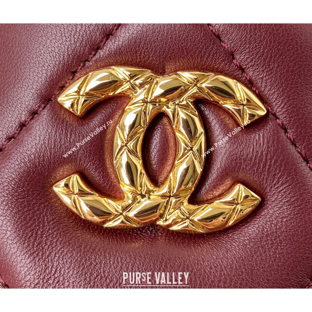 Chanel Lambskin Bucket Clutch with Chain and Rings AP2330 Burgundy 2021 (SSZ-21082819)