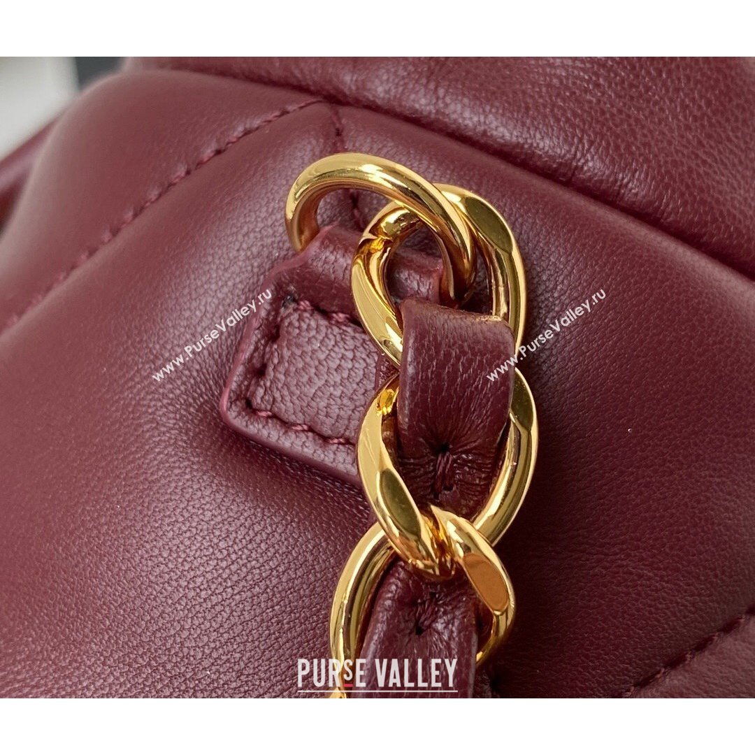 Chanel Lambskin Bucket Clutch with Chain and Rings AP2330 Burgundy 2021 (SSZ-21082819)