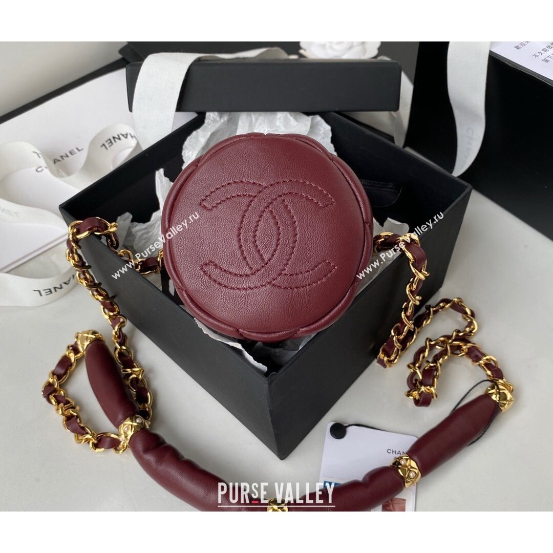 Chanel Lambskin Bucket Clutch with Chain and Rings AP2330 Burgundy 2021 (SSZ-21082819)