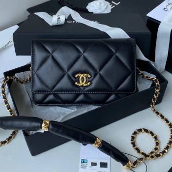 Chanel Lambskin Wallet on Chain WOC with Rings AP2236 Black 2021 (SSZ-21082822)