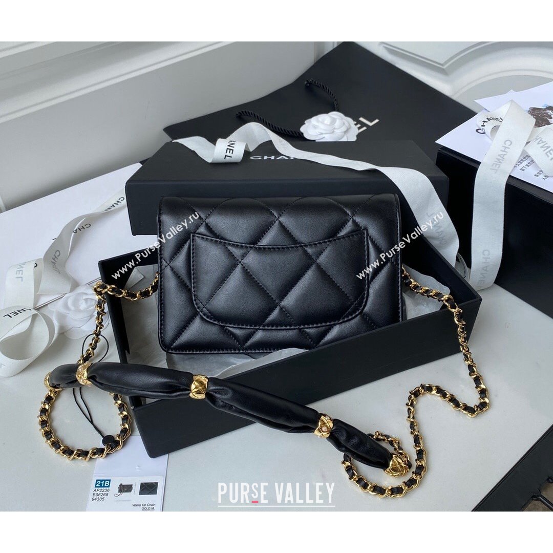 Chanel Lambskin Wallet on Chain WOC with Rings AP2236 Black 2021 (SSZ-21082822)