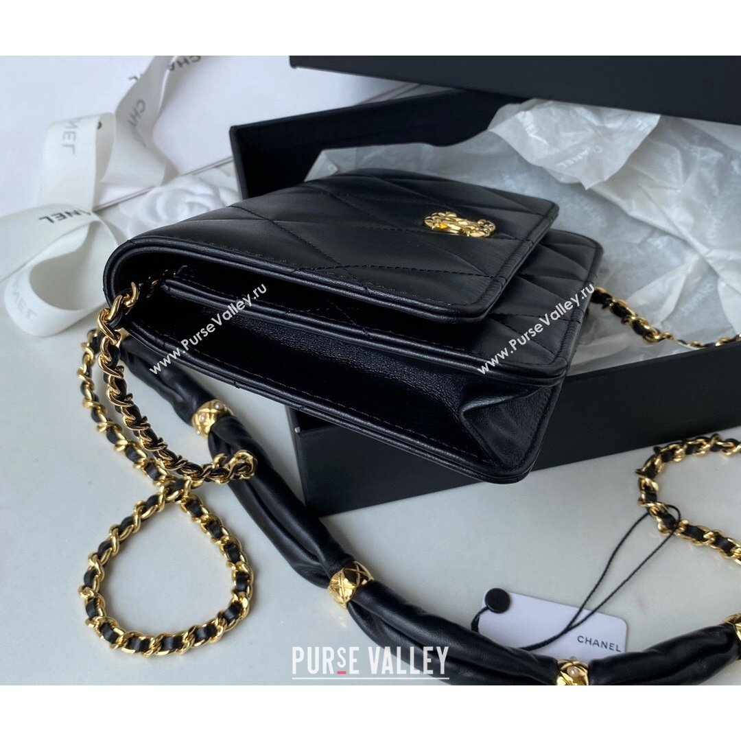Chanel Lambskin Wallet on Chain WOC with Rings AP2236 Black 2021 (SSZ-21082822)