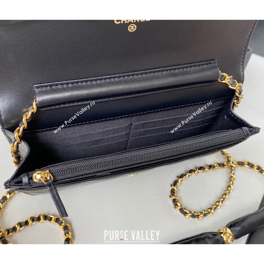 Chanel Lambskin Wallet on Chain WOC with Rings AP2236 Black 2021 (SSZ-21082822)