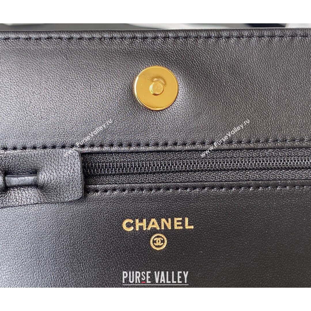 Chanel Lambskin Wallet on Chain WOC with Rings AP2236 Black 2021 (SSZ-21082822)