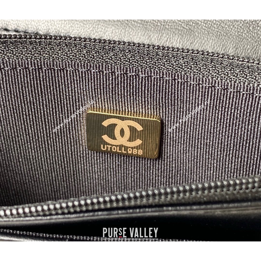 Chanel Lambskin Wallet on Chain WOC with Rings AP2236 Black 2021 (SSZ-21082822)