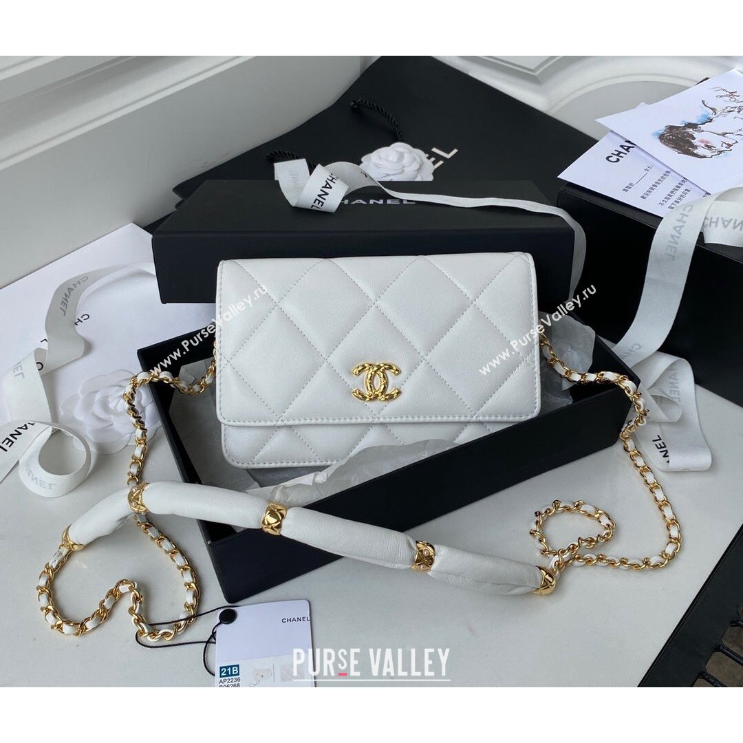 Chanel Lambskin Wallet on Chain WOC with Rings AP2236 White 2021 (SSZ-21082823)