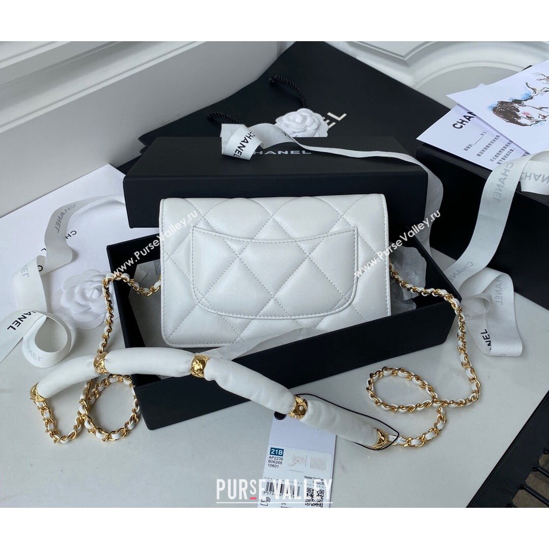 Chanel Lambskin Wallet on Chain WOC with Rings AP2236 White 2021 (SSZ-21082823)
